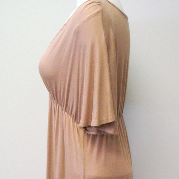 NWT Cantata Sand Empire Wst Butterfly Slev Dress + - Picture 3 of 4